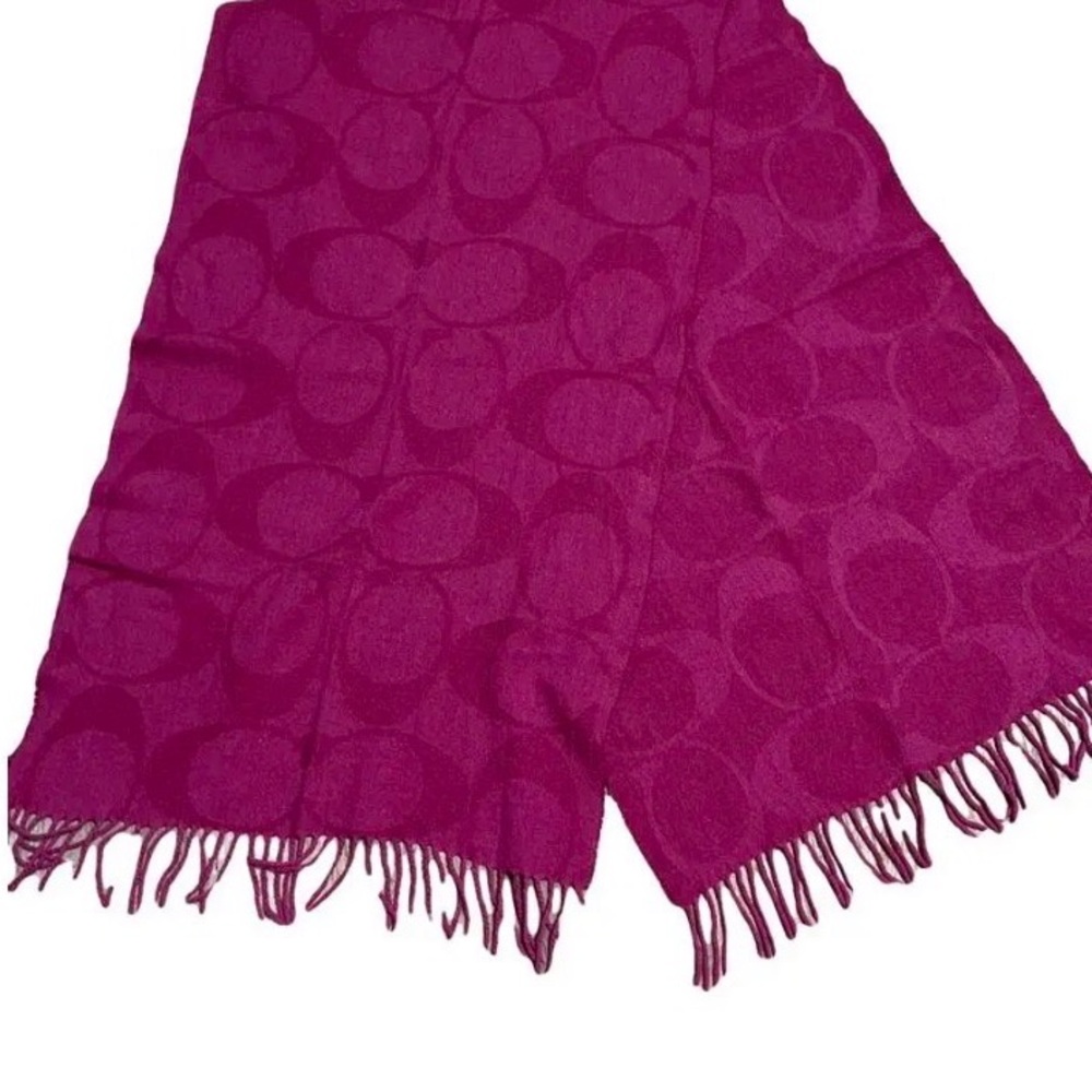 COACH ✨ classic monogram super soft scarf fringe magenta pink purple